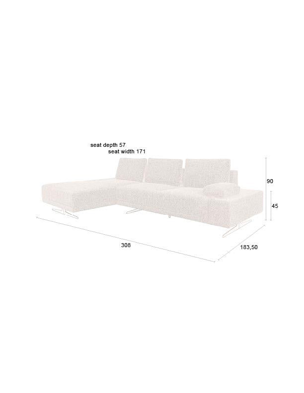 3 Seats Sofa Off-White Right Chaise Longue Zenith