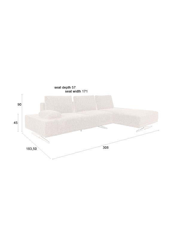 3 Seats Sofa Cinnamon Right Chaise Longue Zenith