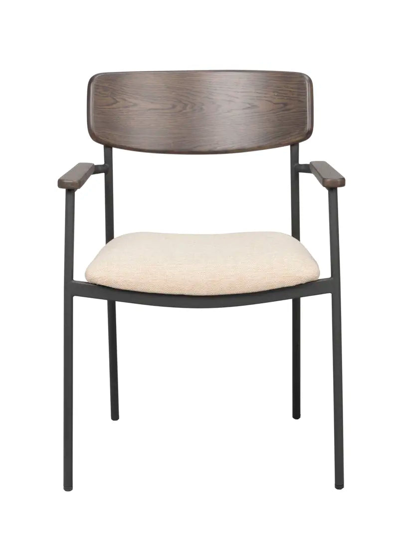Mont Dining Chair Light Beige/Black/Brown (With arms)