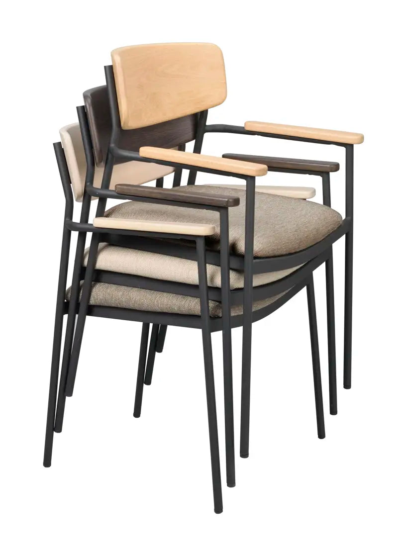 Mont Dining Chair Light Beige/Black/Brown (With arms)