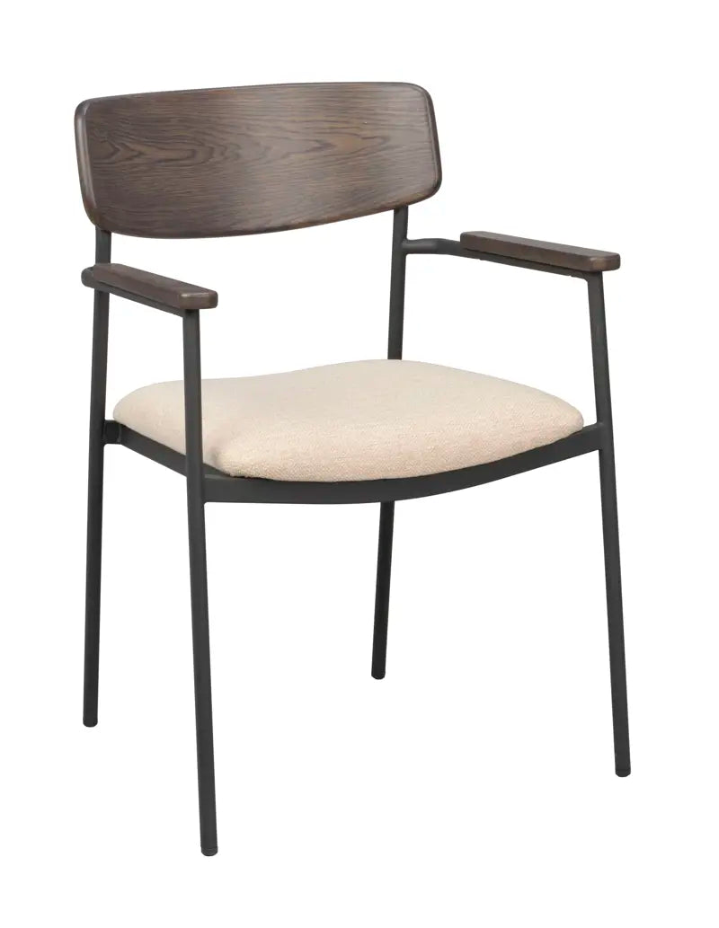 Mont Dining Chair Light Beige/Black/Brown (With arms)