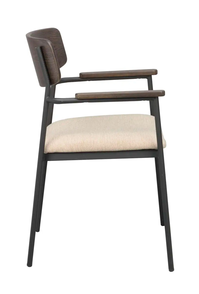 Mont Dining Chair Light Beige/Black/Brown (With arms)