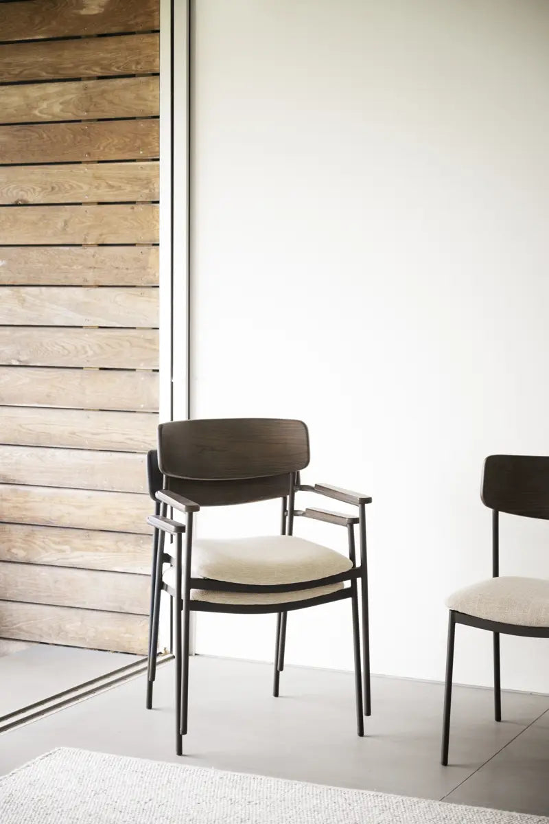 Mont Dining Chair Light Beige/Black/Brown (With arms)