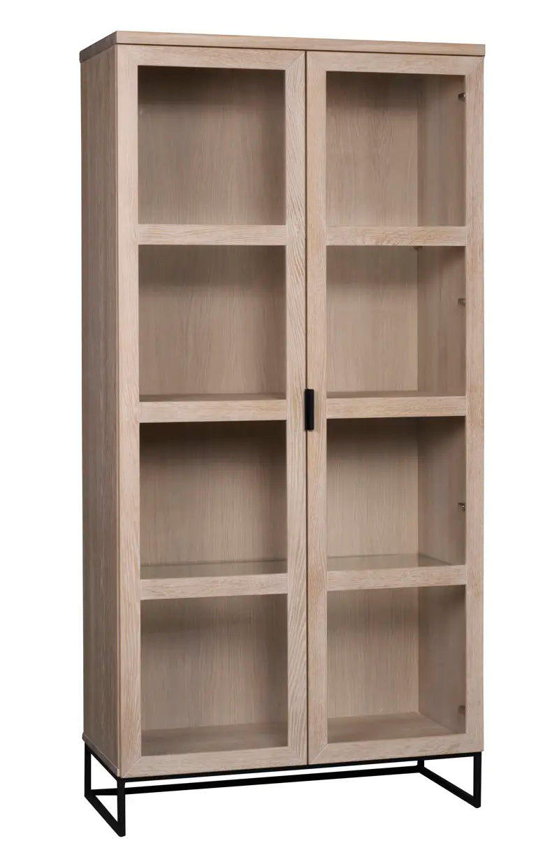 Laurel Glass Cabinet Whitewash/Black