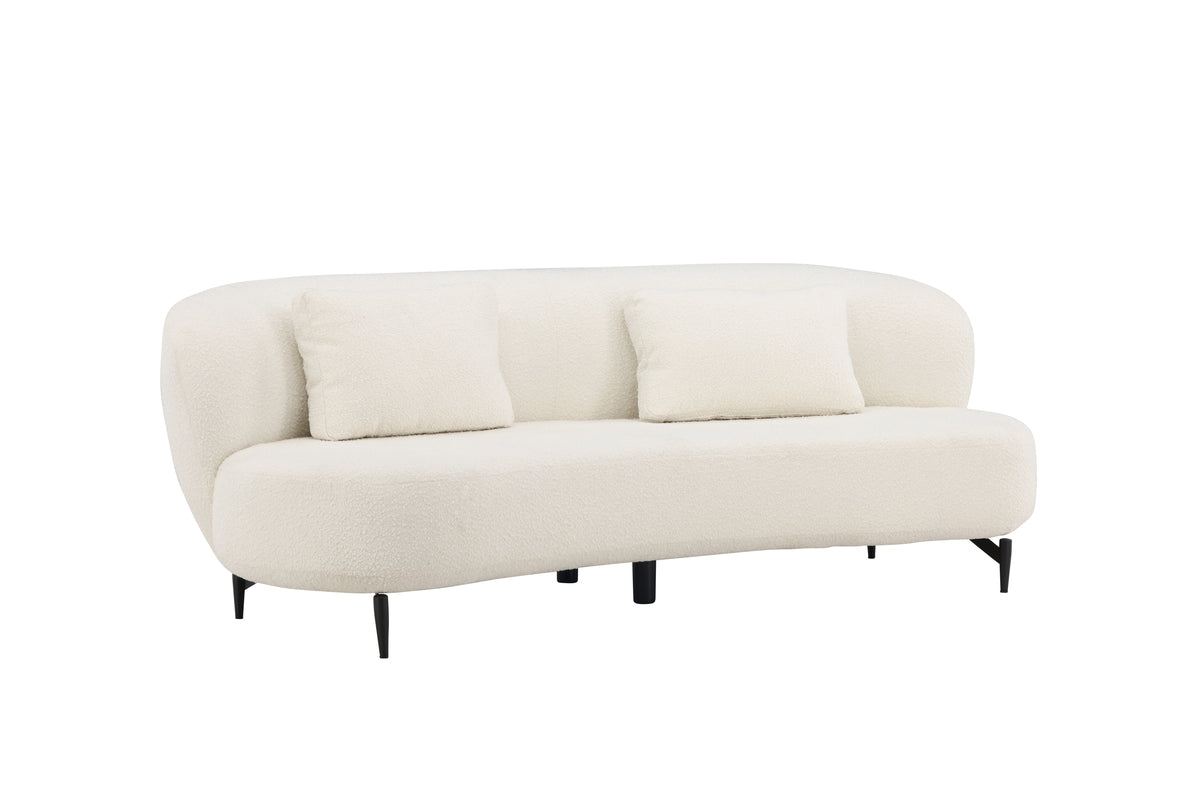 Ardelle Sofa 3-seater White Bouclé