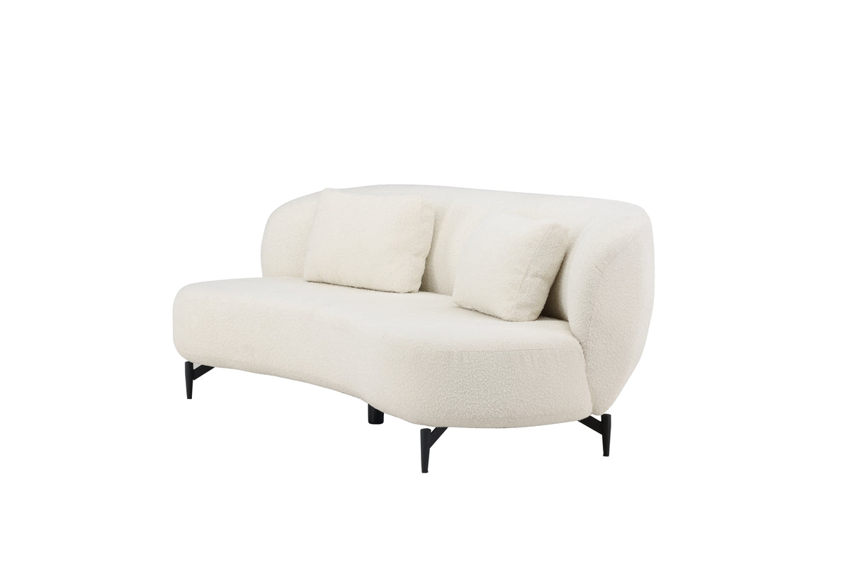 Ardelle Sofa 3-seater White Bouclé