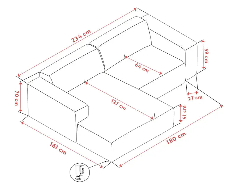Nuvéa 3-seater Sofa Longue Left Beige