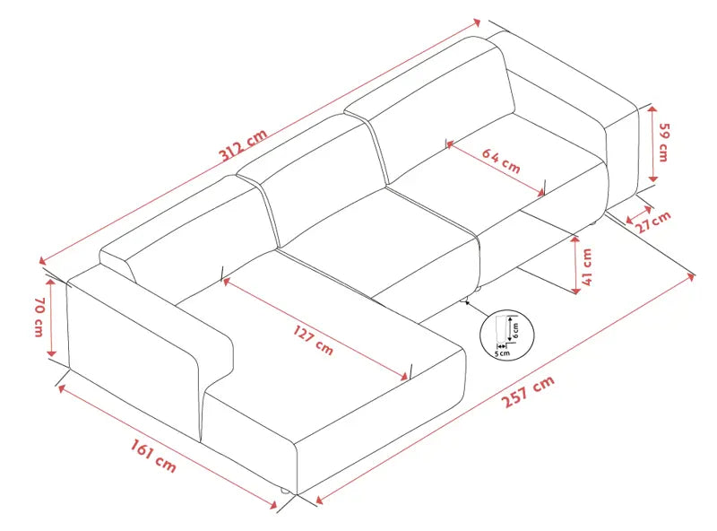 Nuvéa 4-seater Sofa Longue Left Beige