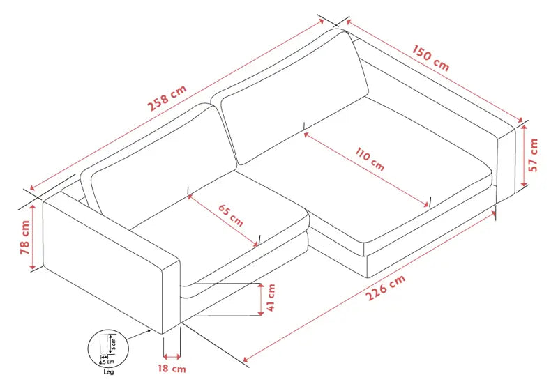 Caleya 3-seater Sofa Longue Right
