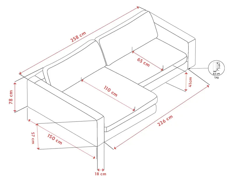 Caleya 3-seater Sofa Longue Left