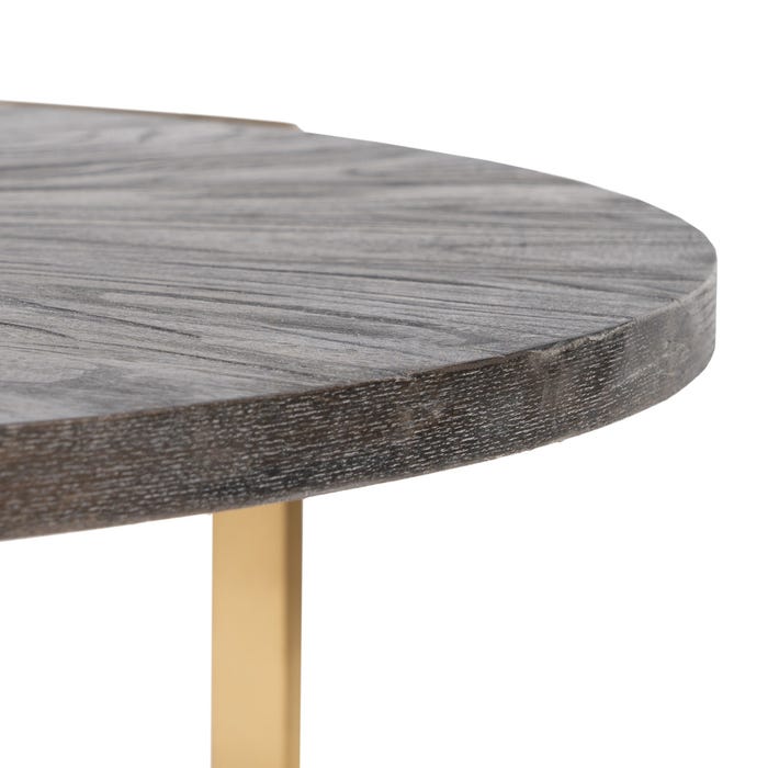 Bronze Wood & Stainless Steel Coffee Table – 90x90x45 cm