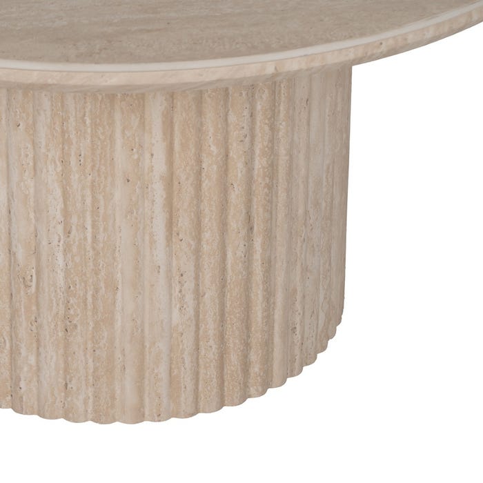 Stone Beige MDF Coffee Table – 90x90x45 cm