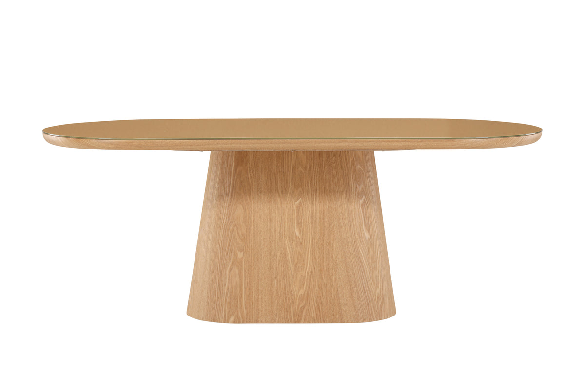 Nova Dining Table Nature (With Glasstop) 200x90