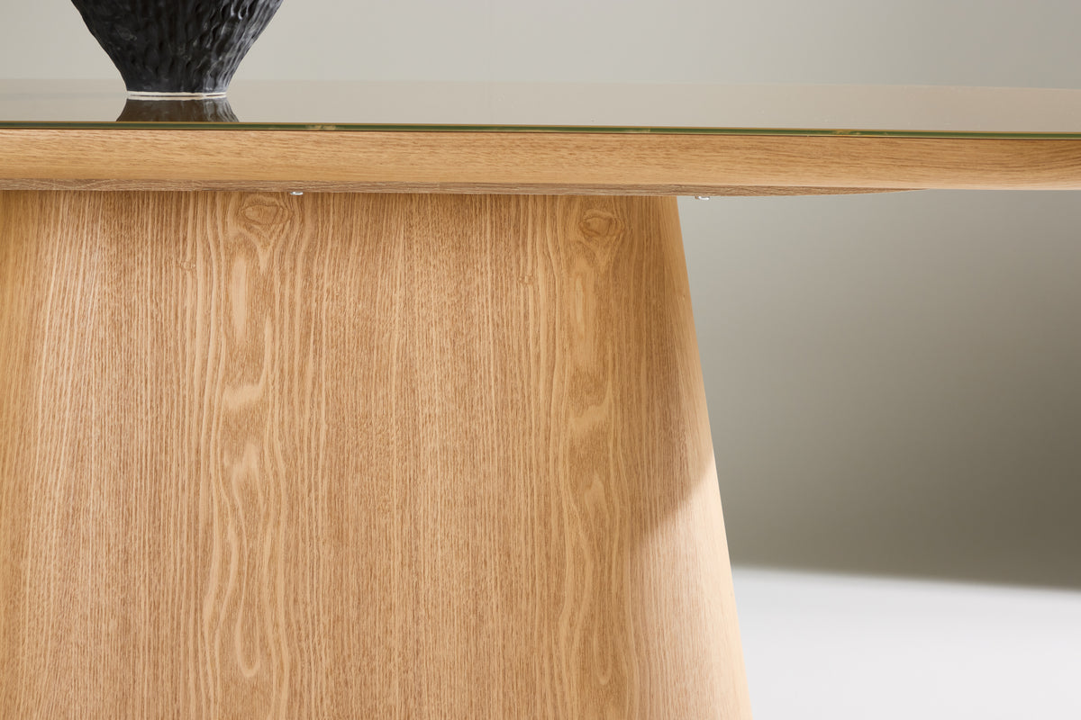 Nova Dining Table Nature (With Glasstop) 200x90