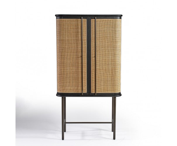 Sienna Wardrobe/Cabinet Dark Oak, Natural Rattan