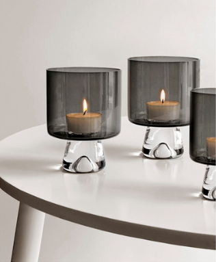 Candle holder Drop Grey