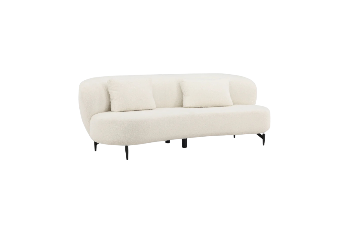Ardelle Sofa 3-seater White Bouclé