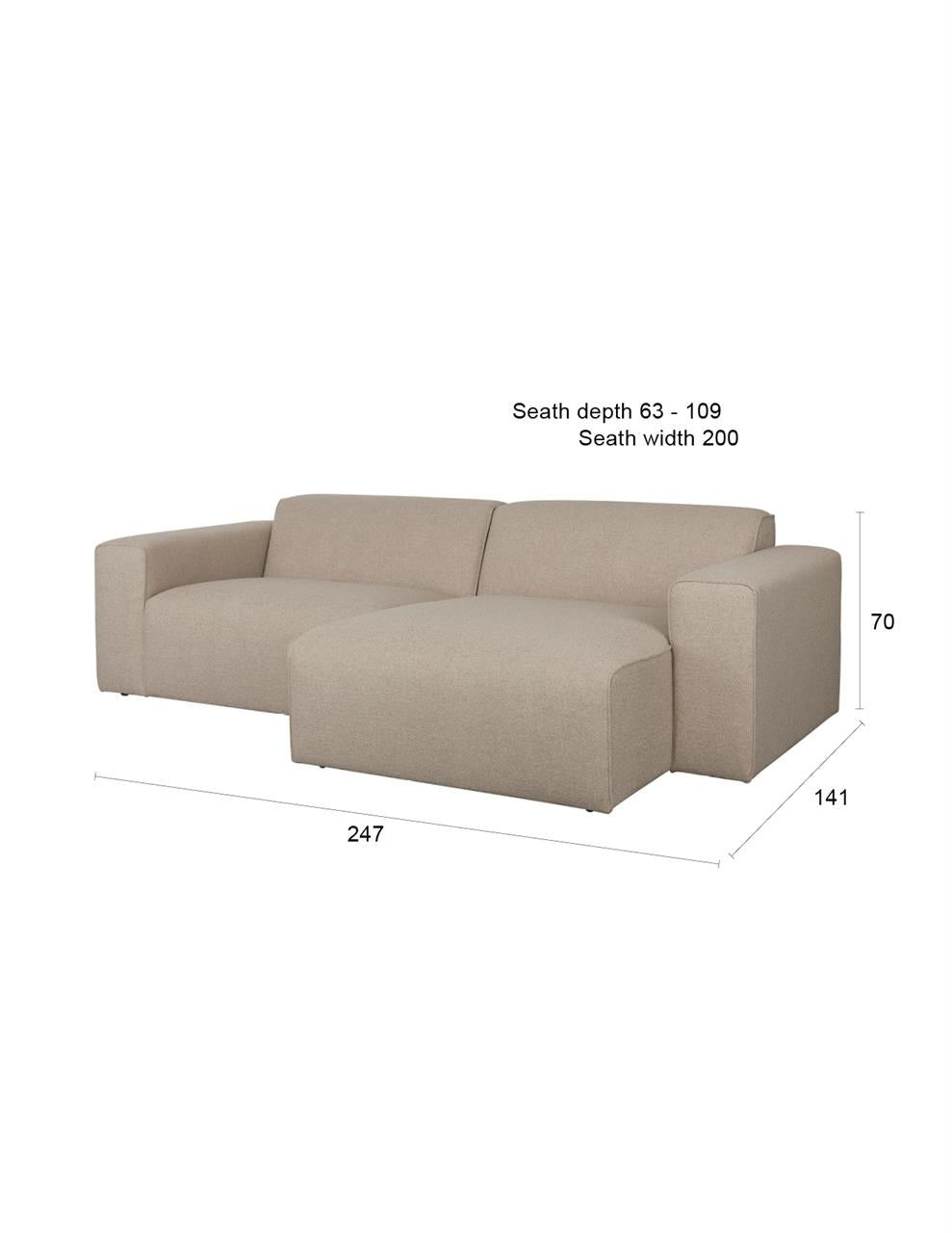 Sofa Sofie 3-seater Right Cappuccino
