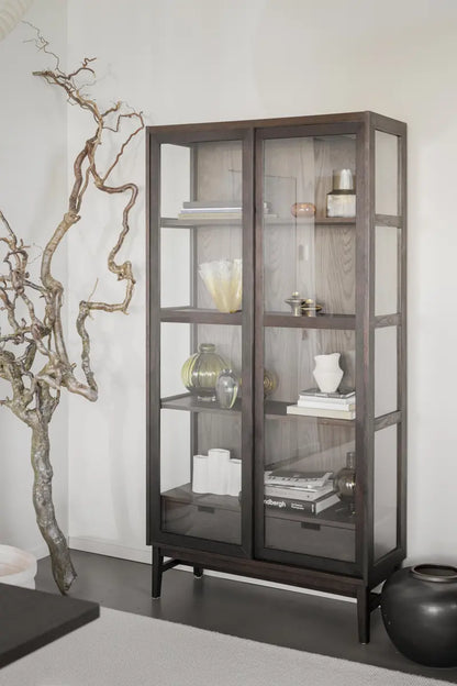 Hazel Glass Cabinet Brown