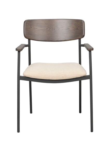 Mont Dining Chair Light Beige/Black/Brown (With arms)