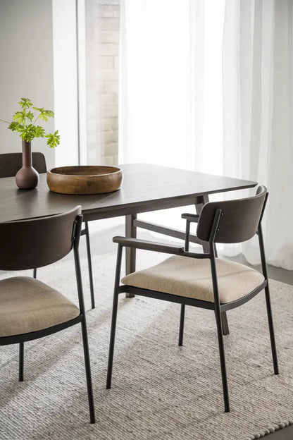 Mont Dining Chair Light Beige/Black/Brown (With arms)