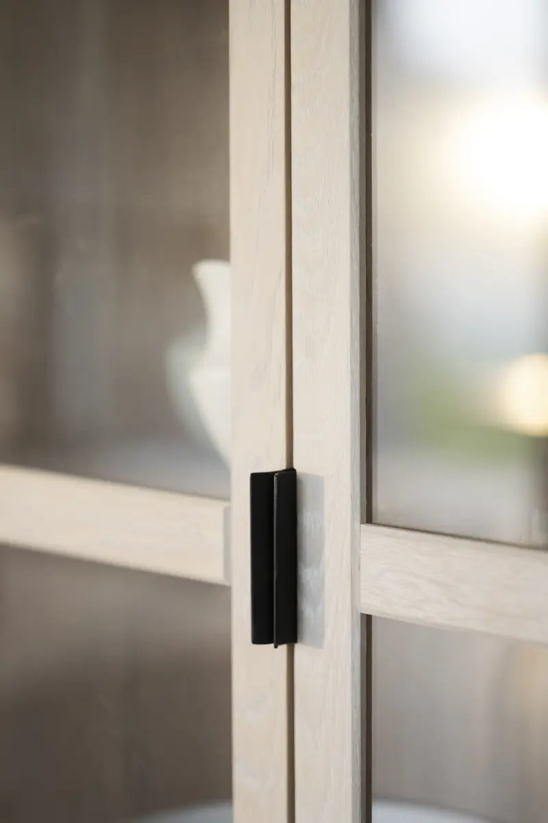 Laurel Glass Cabinet Whitewash/Black