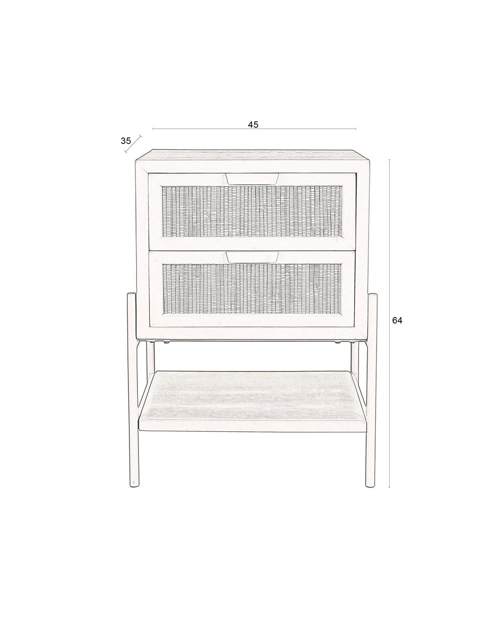 Nightstand Sienna Cane Beige 45cm