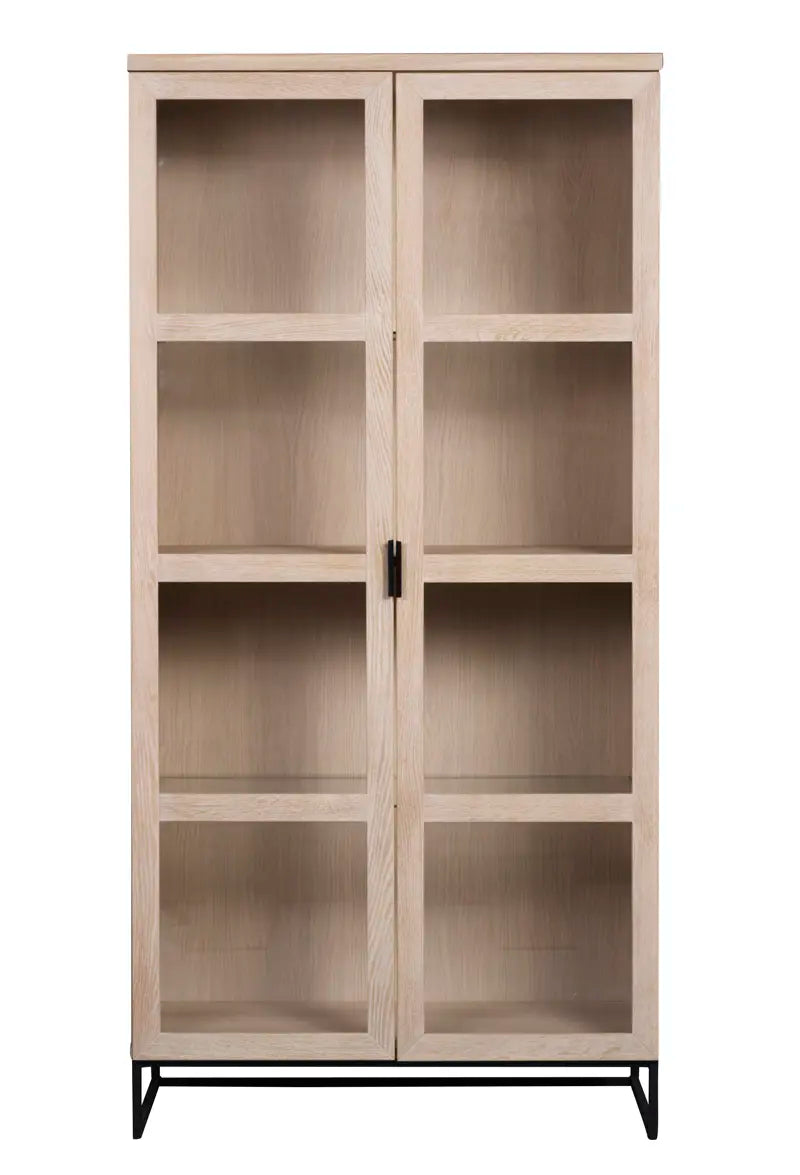 Laurel Glass Cabinet Whitewash/Black