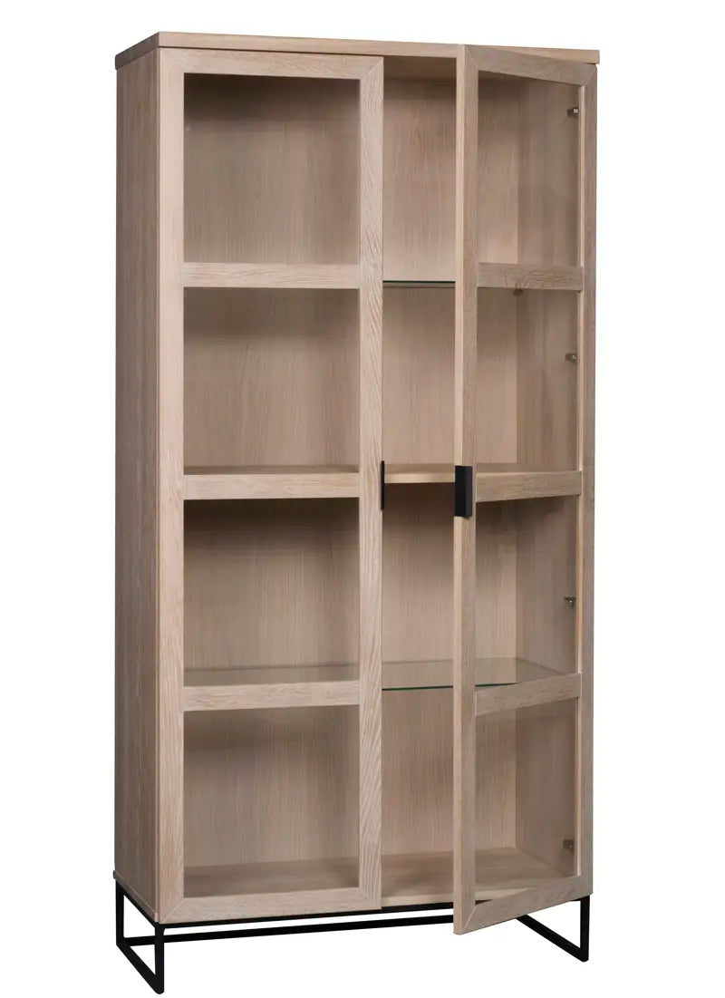 Laurel Glass Cabinet Whitewash/Black