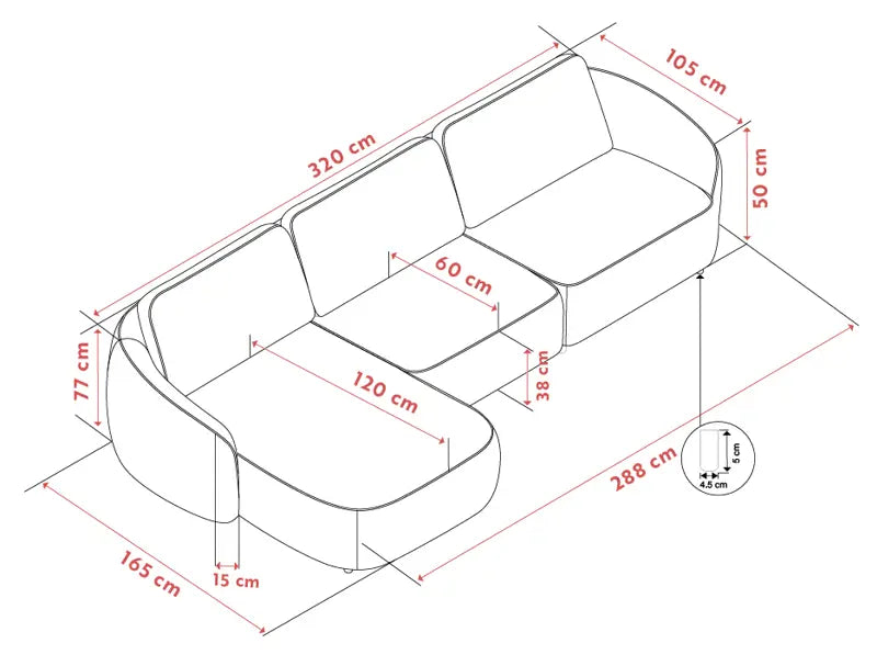 Sorelle 4-seater Sofa Longue Left