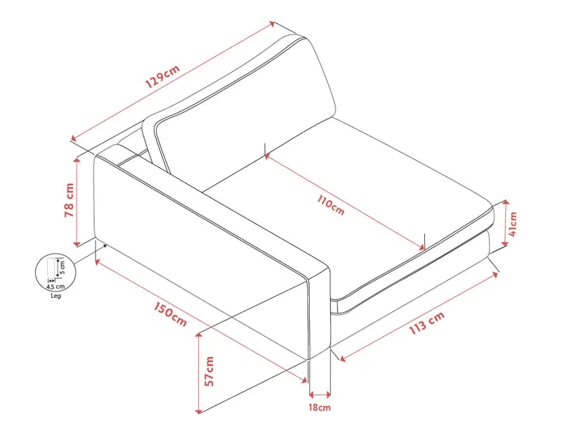 Caleya Armchair 1.5-seater Armrest Left