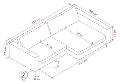 Caleya 3-seater Sofa Longue Right