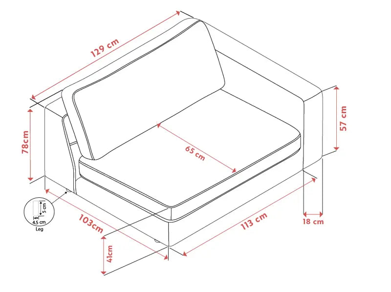 Caleya Armchair 1.5-seater Armrest Right
