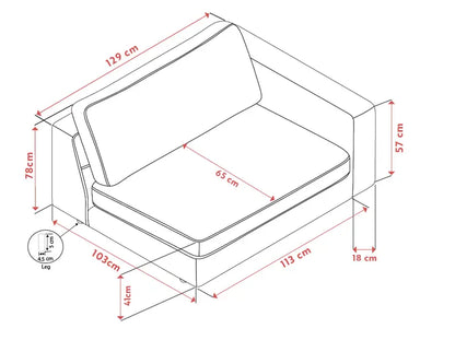 Caleya Armchair 1.5-seater Armrest Right