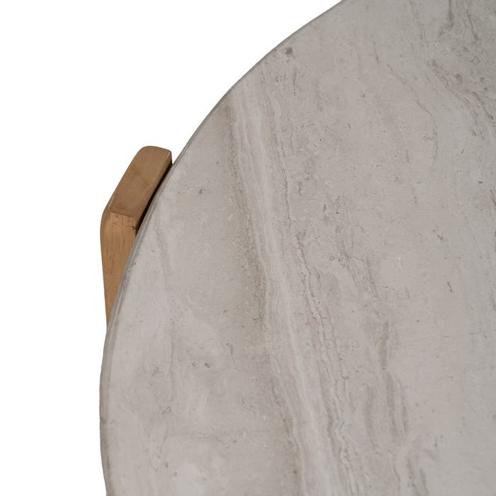 Natural-White Marble and Wood Coffee Table – 72.5x70x40 cm