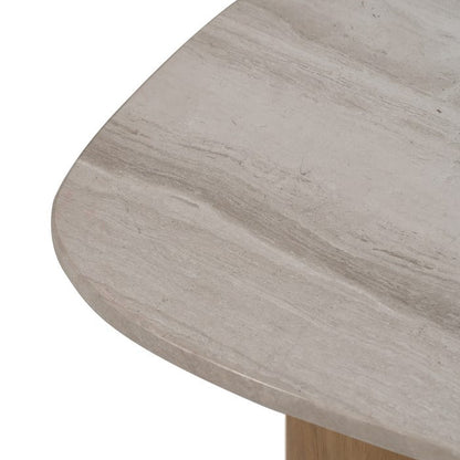 Luna Marble & Wood Side Table – 58x38x40 cm