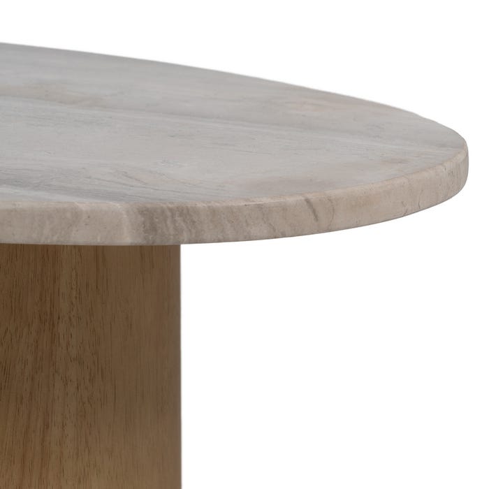 Luna Marble & Wood Side Table – 58x38x40 cm