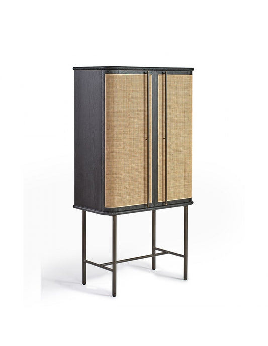 Sienna Wardrobe/Cabinet Dark Oak, Natural Rattan