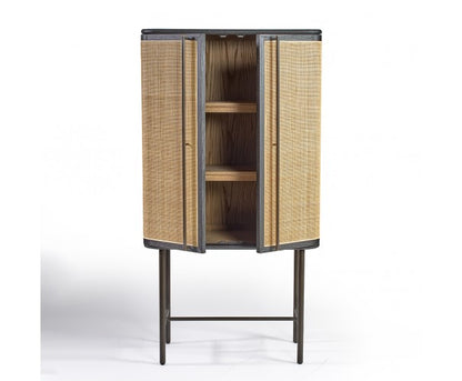 Sienna Wardrobe/Cabinet Dark Oak, Natural Rattan