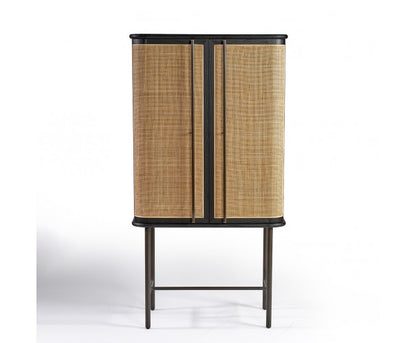 Sienna Wardrobe/Cabinet Dark Oak, Natural Rattan