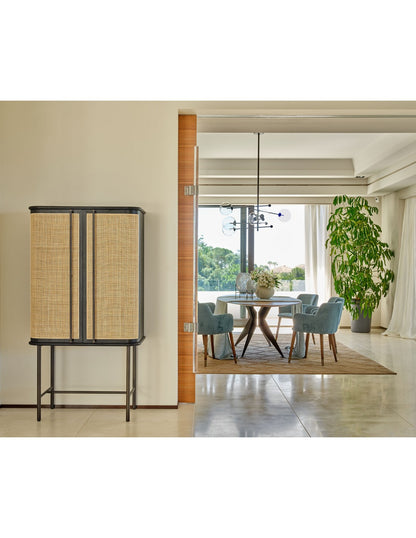 Sienna Wardrobe/Cabinet Dark Oak, Natural Rattan