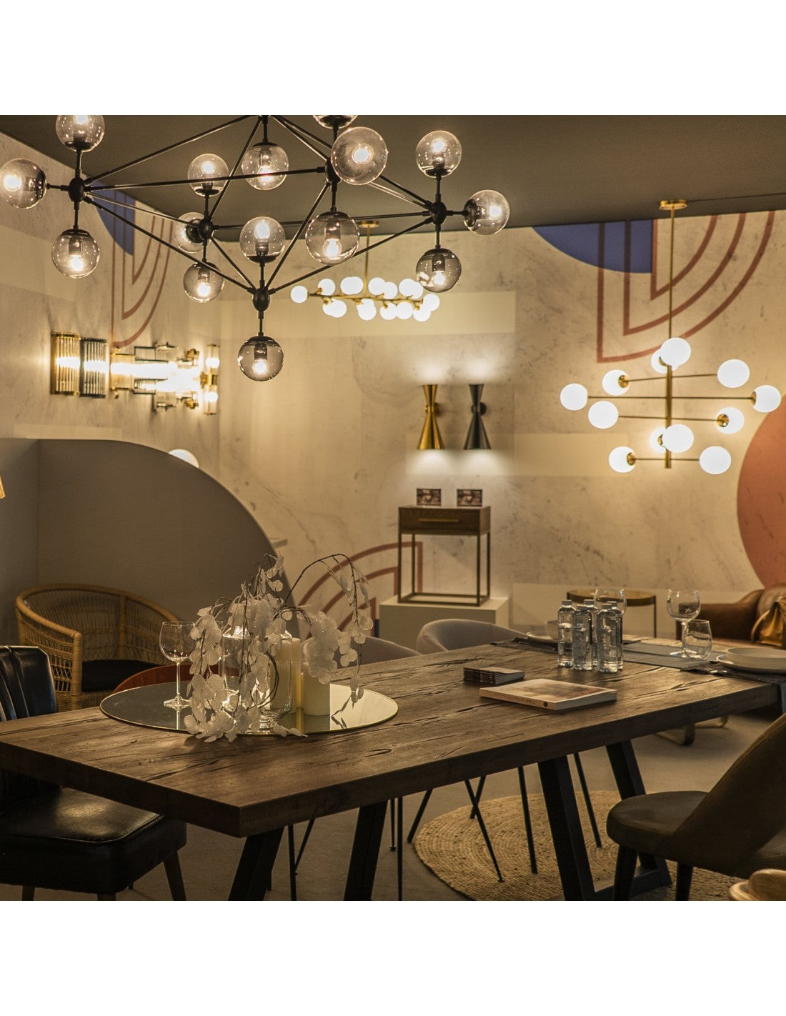 Gold and White Ceiling Lamp