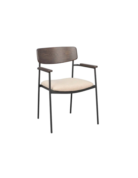 Mont Dining Chair Light Beige/Black/Brown (With arms)